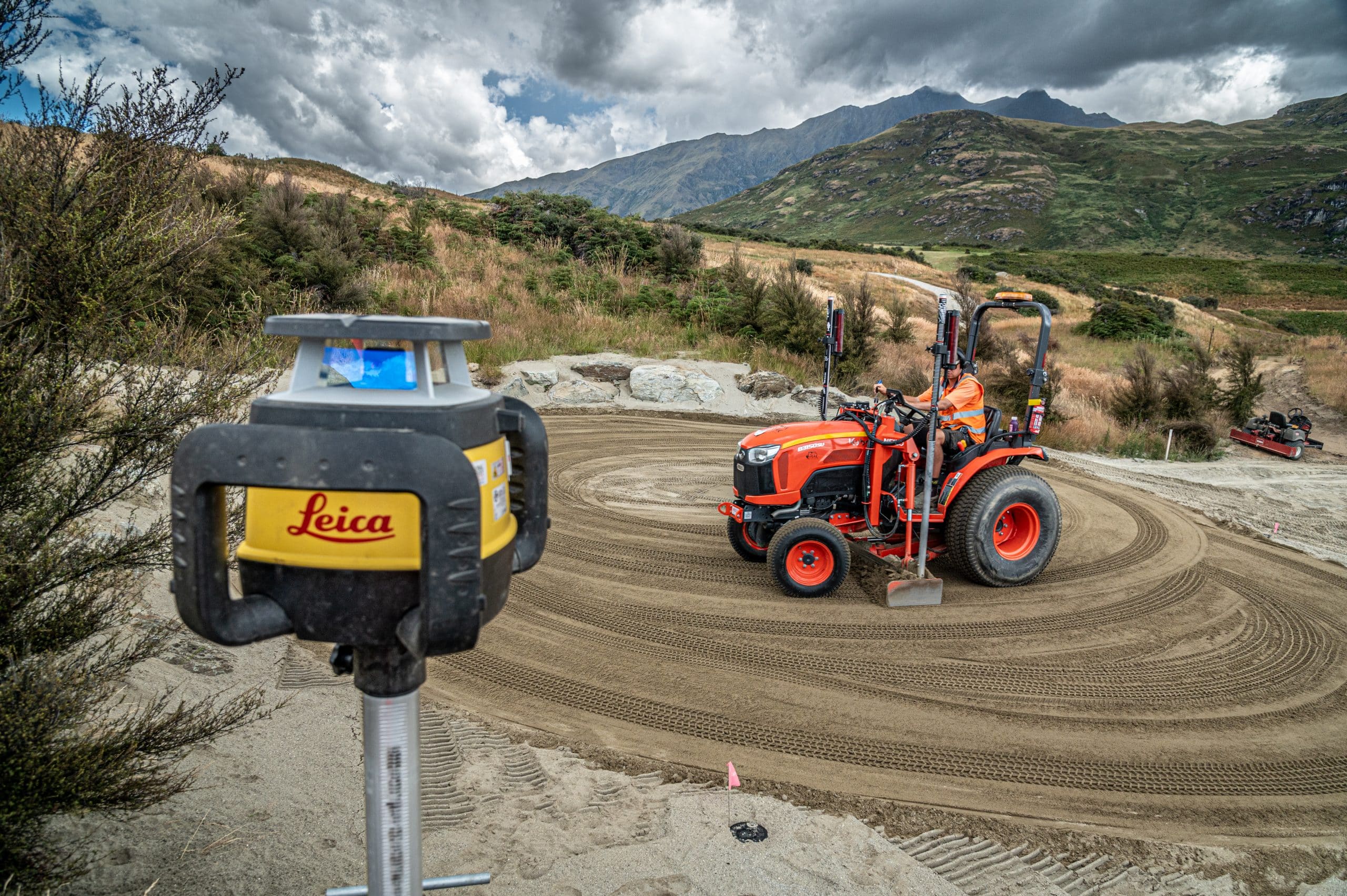 Laser Tractor with Leica laser Golf Course construction NZ